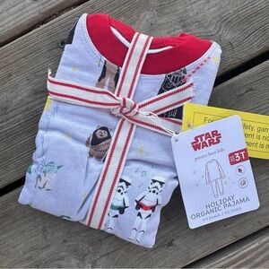 NEW Pottery Barn Kids Star Wars Holiday Organic Pajama Set Darth Vader Yoda 3T